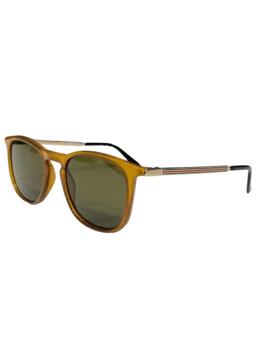 Gucci Sunglasses Wellington Web Stripe Frame Logo Yellow Green Eyewear